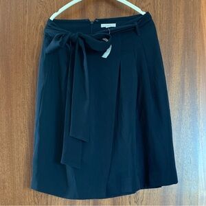 LOFT Navy A-Line Wrap Skirt with Bow NEW